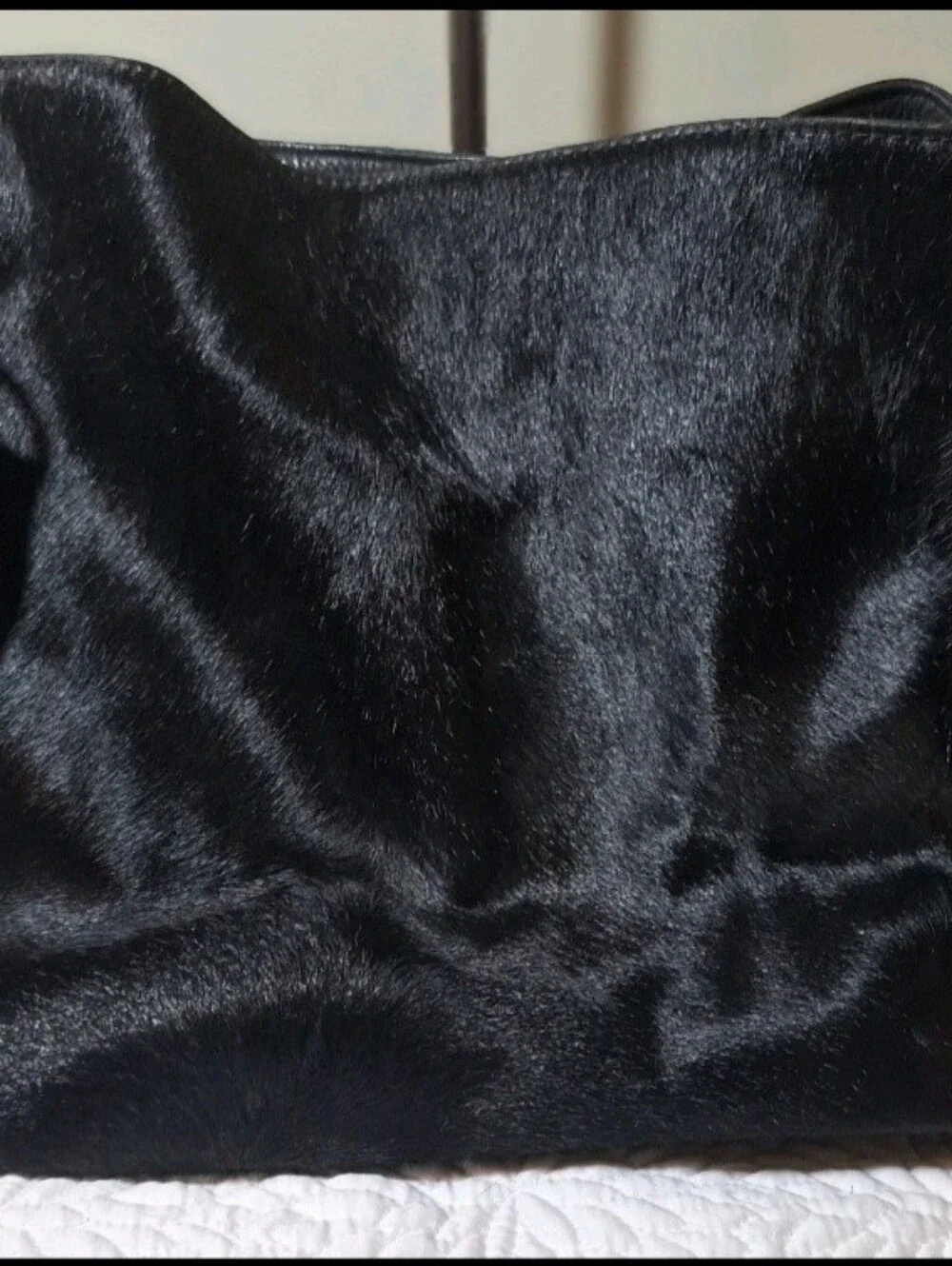 VTG. Black Pony Hair Tote Bag Made By Hinge In Italy - Picture 1 of 8